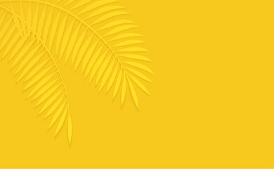 Fototapeta na wymiar Vector Palm Leaf Illustration With Text Space On A Vibrant Yellow Background.