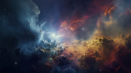 Fototapeta na wymiar beautiful abstract background of outer space cosmic dust gas and molecular luminescent, Generative Ai