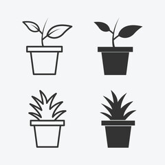 vector illustration of pot with plant isolated icon