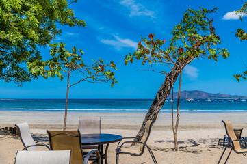 A view across the beach at Tamarindo in Costa Rica in the dry season
