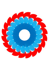 red and blue circles
