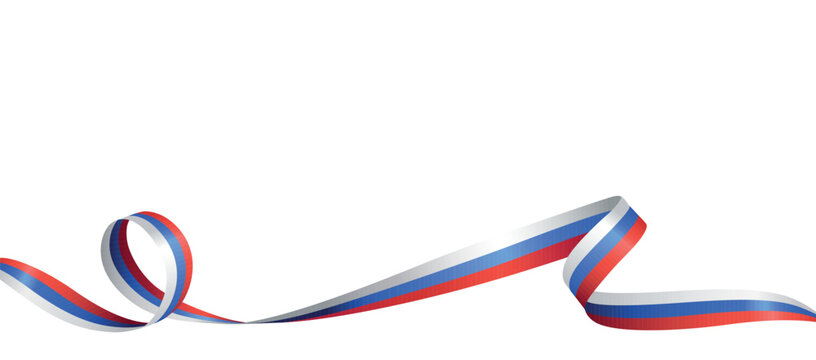 National Russian flag ribbon isolated on white background. Patriotic Symbolic background. Vector illustration
