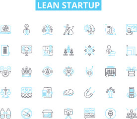 Lean startup linear icons set. Agility, Innovation, Validation, Iteration, Growth, Risk, Minimum line vector and concept signs. Viable,Product-market fit,Customer-centric outline illustrations