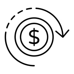 Money Return Thin Line Icon