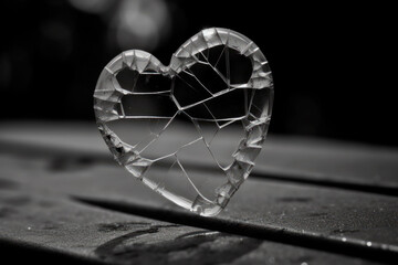 Broken glass heart. Generative AI