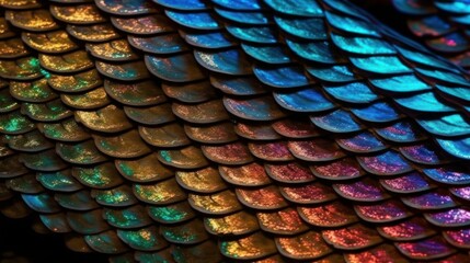 Shimmering scales on fish close-up. AI generated