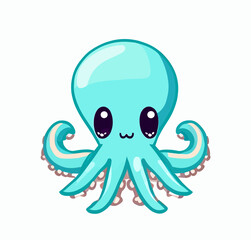 Happy little cute squid octopus vector art