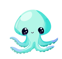 Happy little cute squid octopus vector art