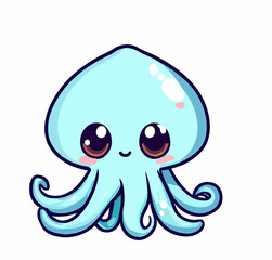 Happy little cute squid octopus vector art