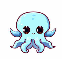 Happy little cute squid octopus vector art