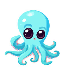 Fototapeta premium Happy little cute squid octopus vector art