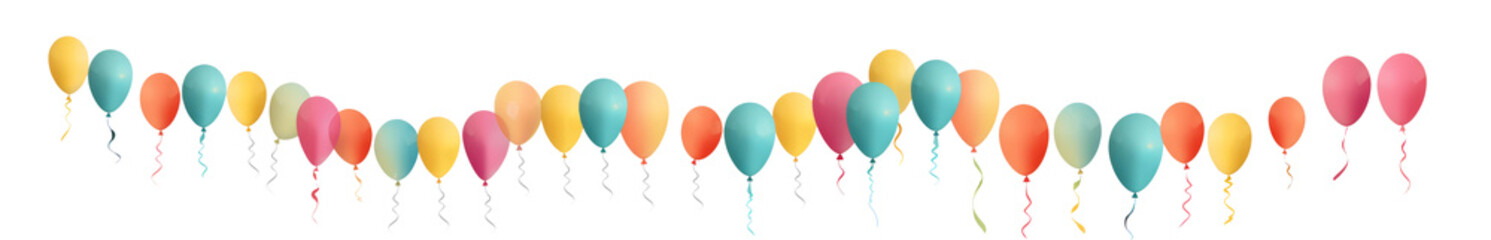 Colorful Balloon Banner Illustration with Transparent Background, AI Generative