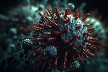 A virus is a microscopic infectious agent that can only replicate inside the cells of a living host organism. Viruses can cause a wide range of diseases, from the common cold to more severe illnesses. - obrazy, fototapety, plakaty
