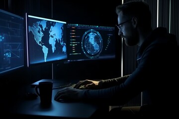 Safe and Secure: A Man Ensures Cyber Security While Using Computer in a Technology-Driven World