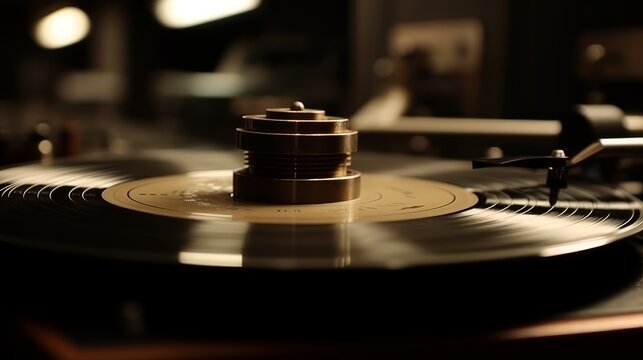 The precise grooves in a vinyl record. AI generated