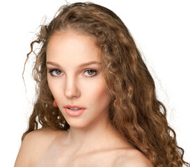 Young beauty sexy fashion girl with curly hair