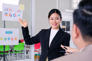 sitting on a business presentation at a meeting.