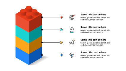 Infographic template. 4 cubes with icons and text