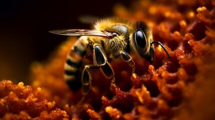 A macro view of a bees pollen basket. AI generated