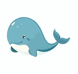 Fotobehang Walvis Happy little cute whale vector art