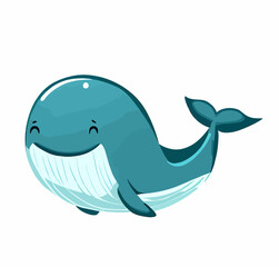 Happy little cute whale vector art