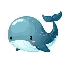 Deurstickers Happy little cute whale vector art © Daniel