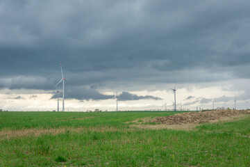 Fototapeta na wymiar Countryside with electricity power station