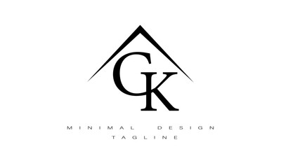 CK or KC Minimal Logo Design Vector Art Illustration 