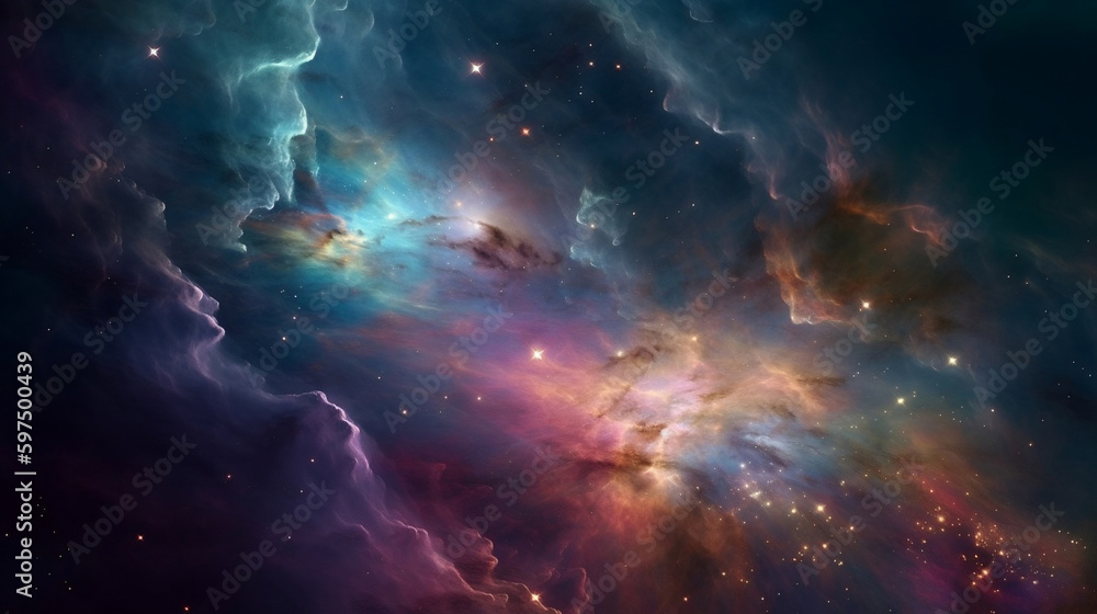 Sticker nebula and galaxies in space. created with generative ai