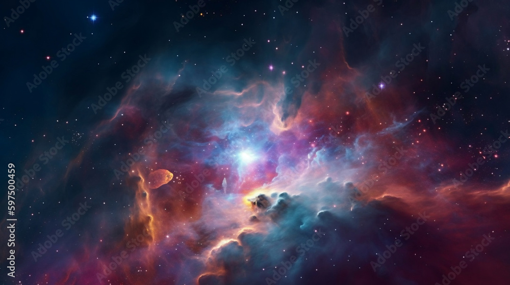 Wall mural nebula and galaxies in space. created with generative ai