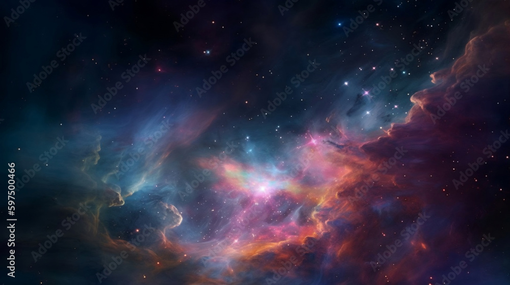 Wall mural nebula and galaxies in space. created with generative ai