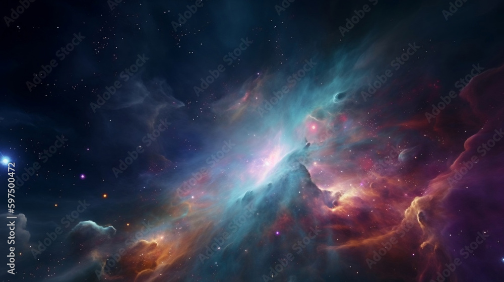 Wall mural nebula and galaxies in space. created with generative ai
