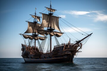 Fototapeta na wymiar old galleon on the sea