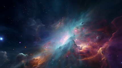 Fototapeta na wymiar Nebula and galaxies in space. created with Generative AI