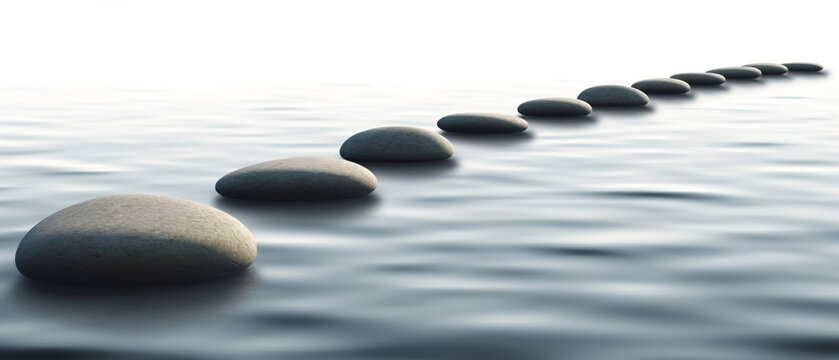 Tranquil Zen Path of Stones in Widescreen for Mindful. created with Generative AI