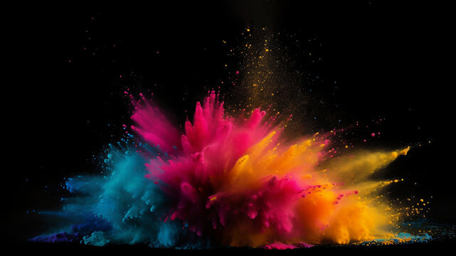 Explosion of Colored Powder. created with Generative AI