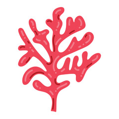 Red corals sea life object isolated on white