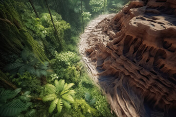 Climate change desertification of the jungle. Generative AI