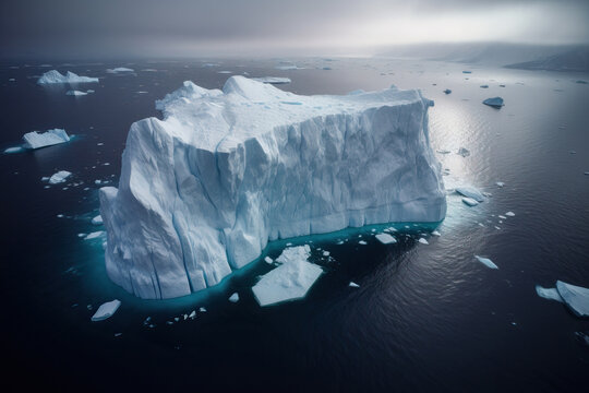 Iceberg in the middle of the sea. Generative AI