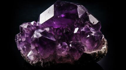 amethyst on a black background created with Generative AI technology