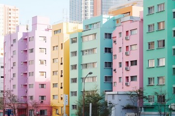 Pastel Colored Building. Generative AI