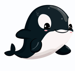 Naklejka premium Happy little cute orca killer whale vector art