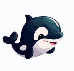 Naklejka premium Happy little cute orca killer whale vector art