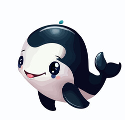 Fototapeta premium Happy little cute orca killer whale vector art