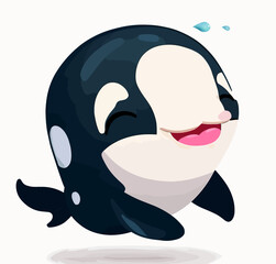 Happy little cute orca killer whale vector art