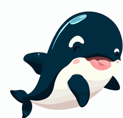 Happy little cute orca killer whale vector art