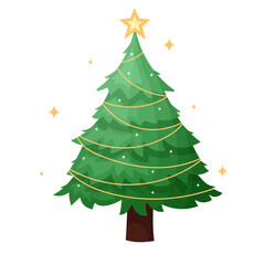 Christmas tree with a star, Merry Christmas, vector illustration