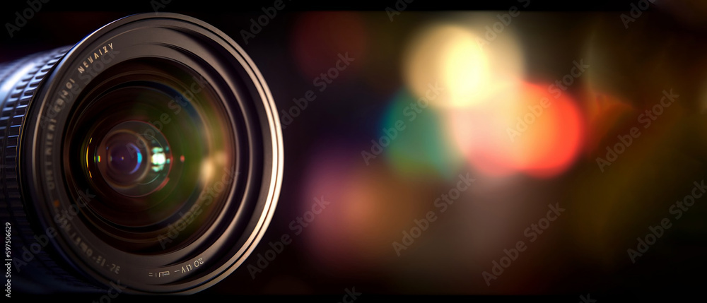 Aufkleber bokeh background with camera lens. created with generative ai