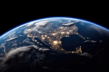 Stunning photograph of North and Middle America seen from space, showcasing the unique features and beauty of our planet. Created with generative A.I. technology.