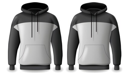 Hoodie sweatshirt long sleeve, mockup design, white background